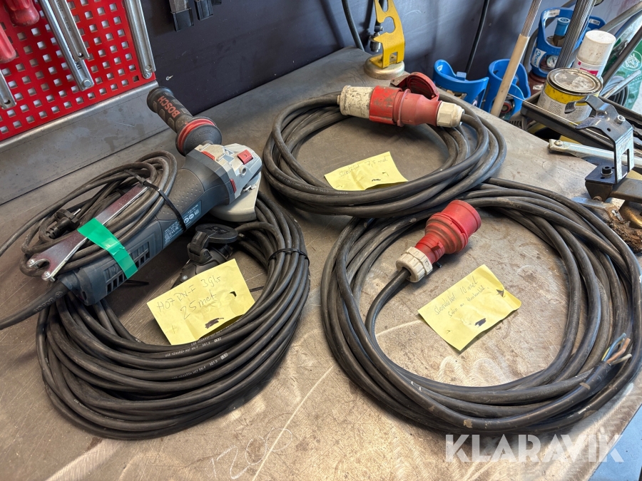 Slipmaskin Bosch GWS 15-125 CIE och skarvkablar