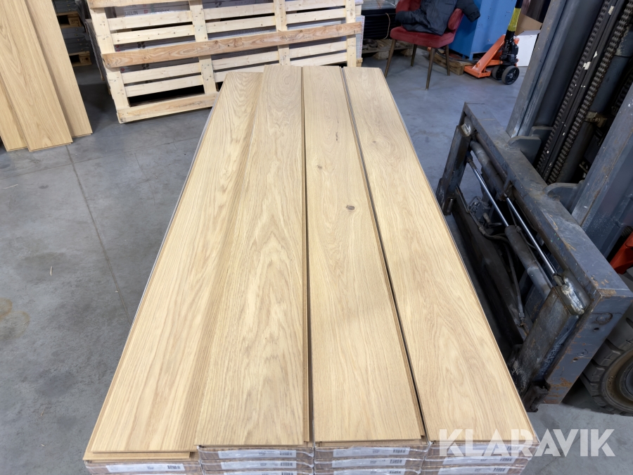 Ekgolv Woodura, Misty White, XL, 5-G klickgolv Välinge , 174 kvm, 1-stav