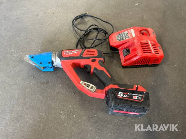 Plåtsax Milwaukee M18 BMS20 med batteri och laddare