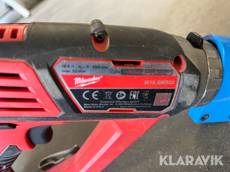 Plåtsax Milwaukee M18 BMS20 med batteri och laddare