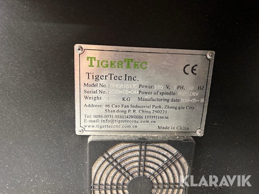 CNC Tiger Tec TR408 AD, Uppsala, Klaravik auktioner