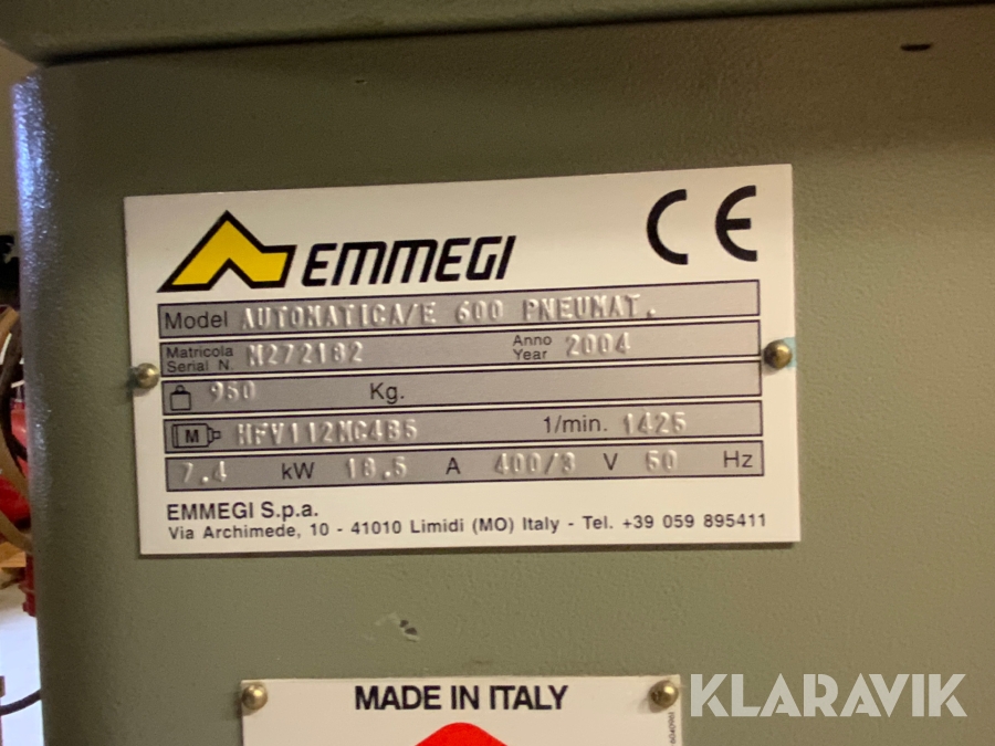 Automatkap Emmegi Automatica/ E 600 Pneumat för aluminium och metall