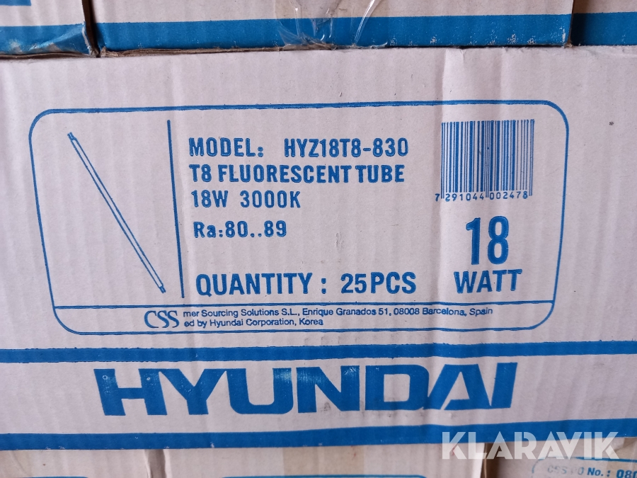 Lysrör 18w 2400st Hyundai HYZ18T8-830