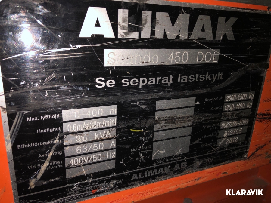 Ställningshiss Alimak Scando 450 14/30 DOL
