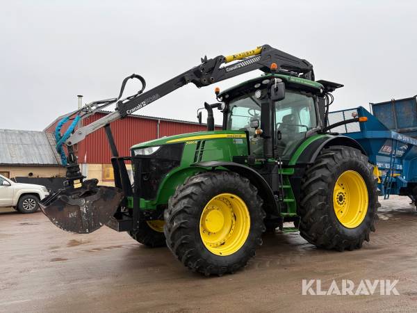 Traktor John Deere 7290R med kran