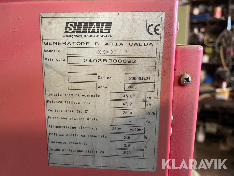 Klaravik Auktioner Varmluftspanna Sial Kosmos 47
