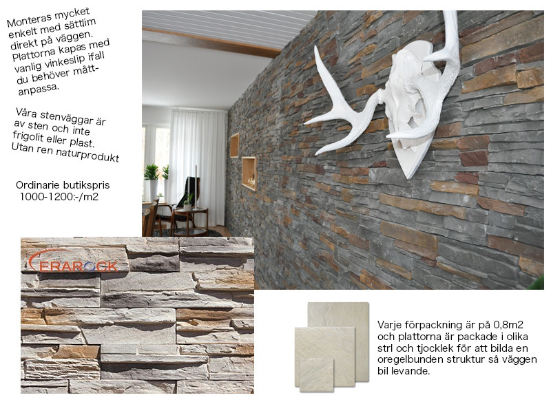 8m2 Väggsten 6B04 in/utomhus äkta sten. 