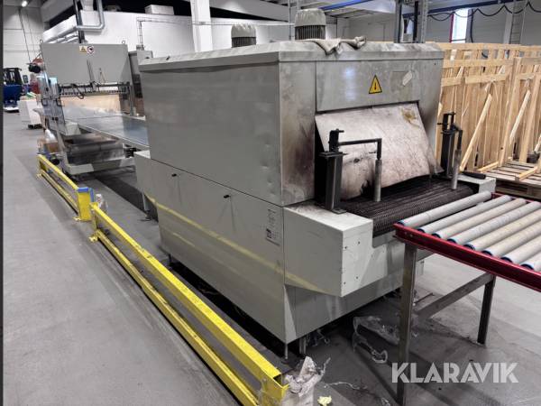 Plastningsmaskin inklusive rullbanor och krympugn Rochman