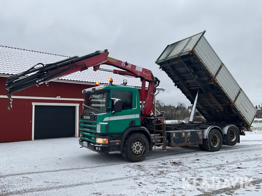 Kranbil med tipp Scania P114 6X2 340