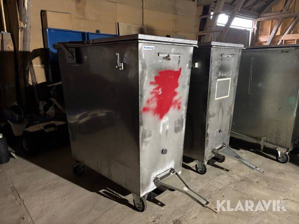 Sopcontainer Ferrocon 2st på hjul med drag 1000L