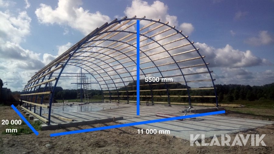 Stålstomme till rundbågehall