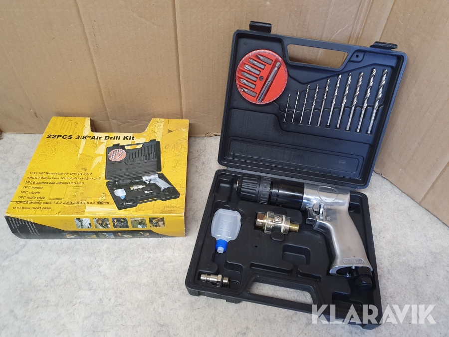 Borrmaskin med tillbehör 22 delar Luftdriven 3/8