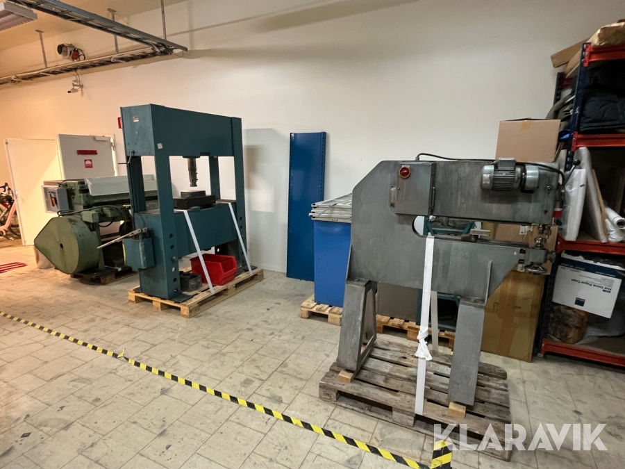 Paket med verkstadsmaskiner Nibbler, Hydraulpress, Plåtsax, Verktygsslip