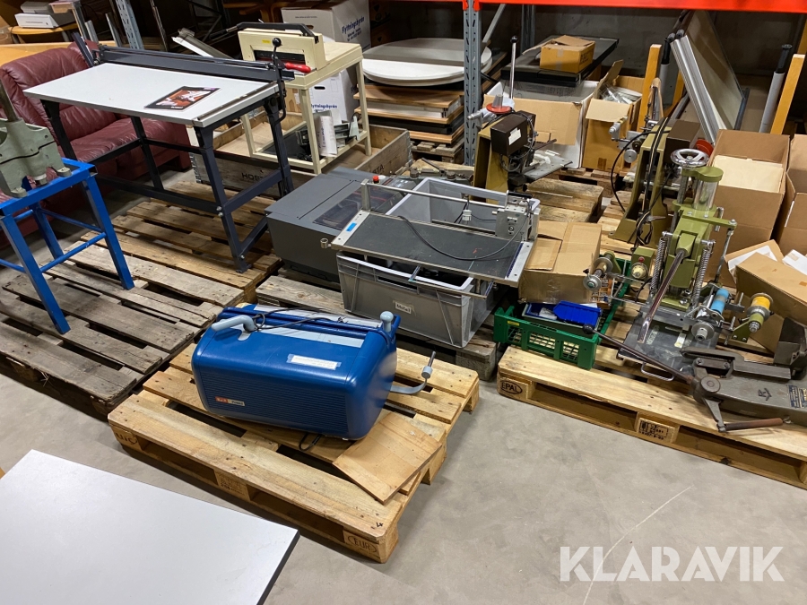 Diverse maskiner för bokbinderi