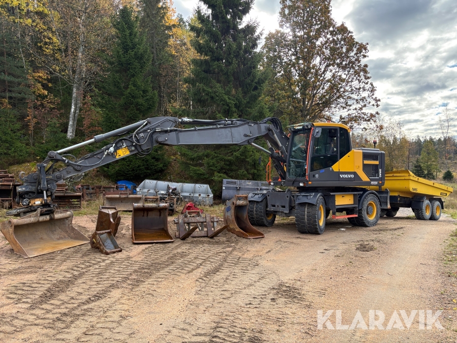 Hjulgrävare Volvo EW160E - Tippvagn, Engcon S60, MOBA 3D & 6st redskap