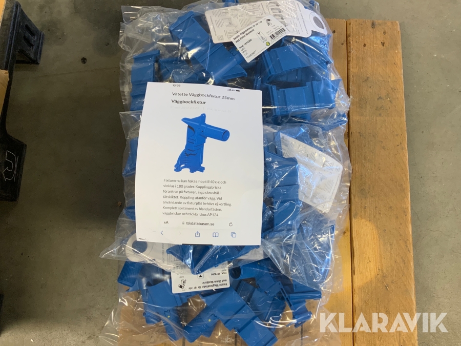 Väggbockfixtur Vatette 25 mm. 50 st totalt