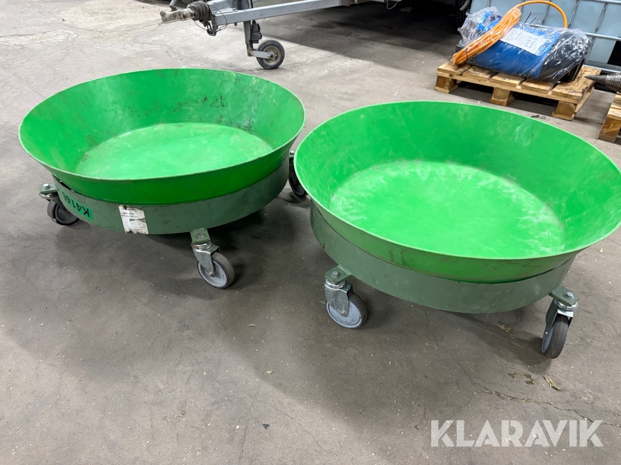 Rullvagn för oljefat med uppsamlingskärl 2st