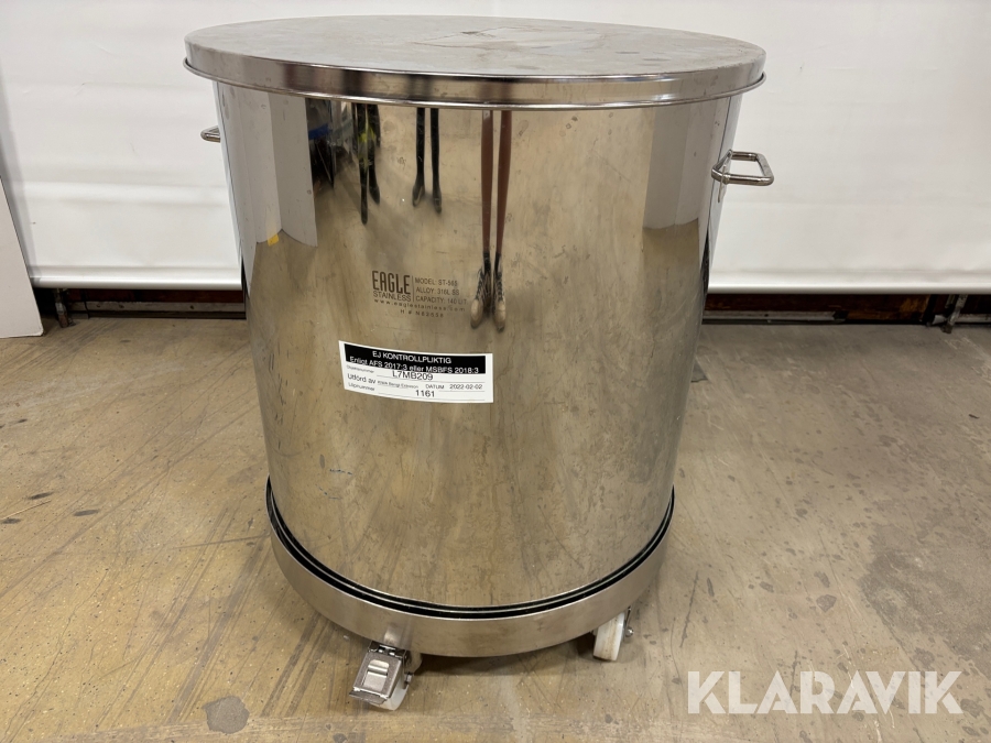 Rostfritt kärl Eagle Stainless St-565 140l på hjul