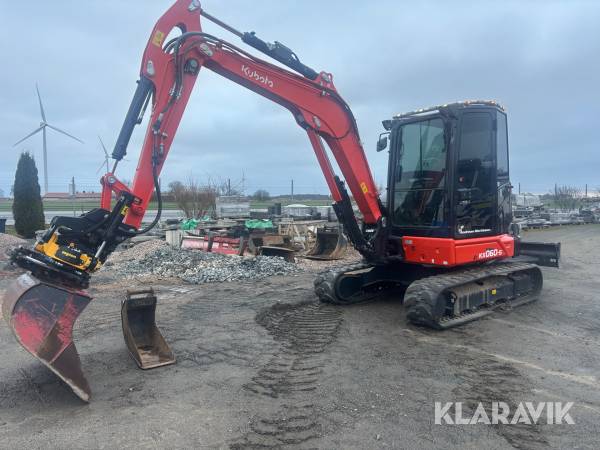 Grävmaskin Kubota KX060-5 med tiltrotator & skopor