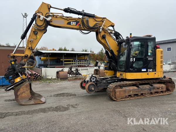 Grävmaskin CAT 314 ELCR med rälsutrustning knäckbom och tiltrotator