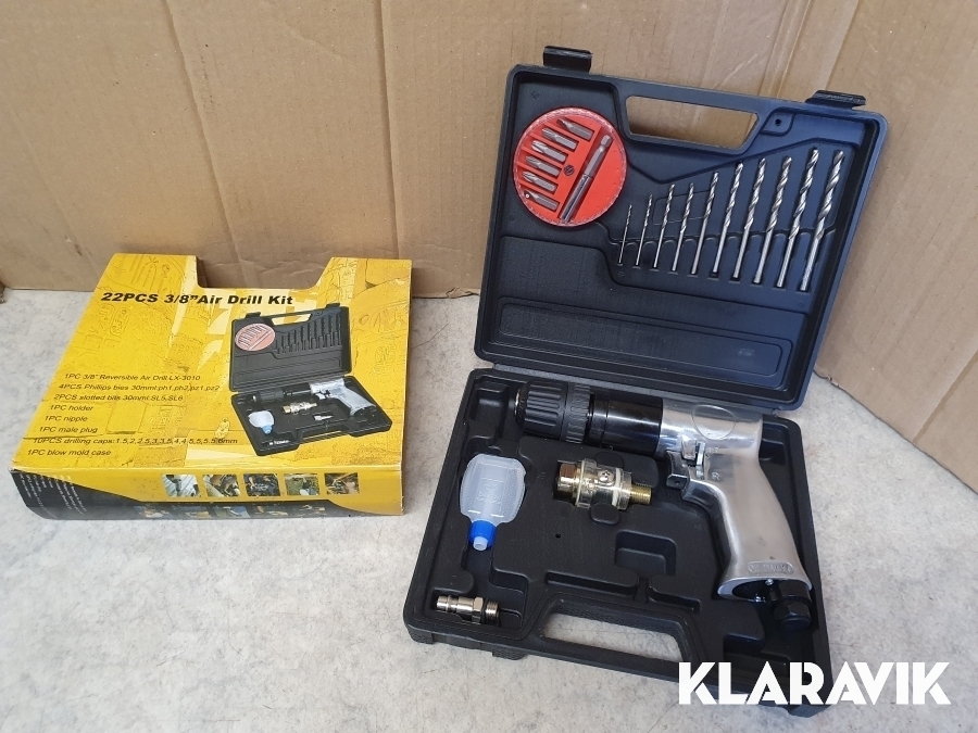 Borrmaskin med tillbehör 22 delar Luftdriven 3/8
