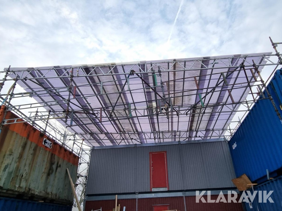 Väderskydd med fackverksbalkar 64 m2 aluminium