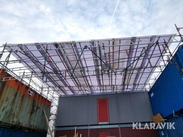 Väderskydd med fackverksbalkar 64 m2 aluminium