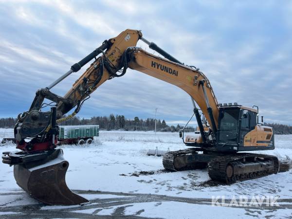 Grävmaskin Hyundai HX300 L med tiltrotator och redskap Moba 3-D