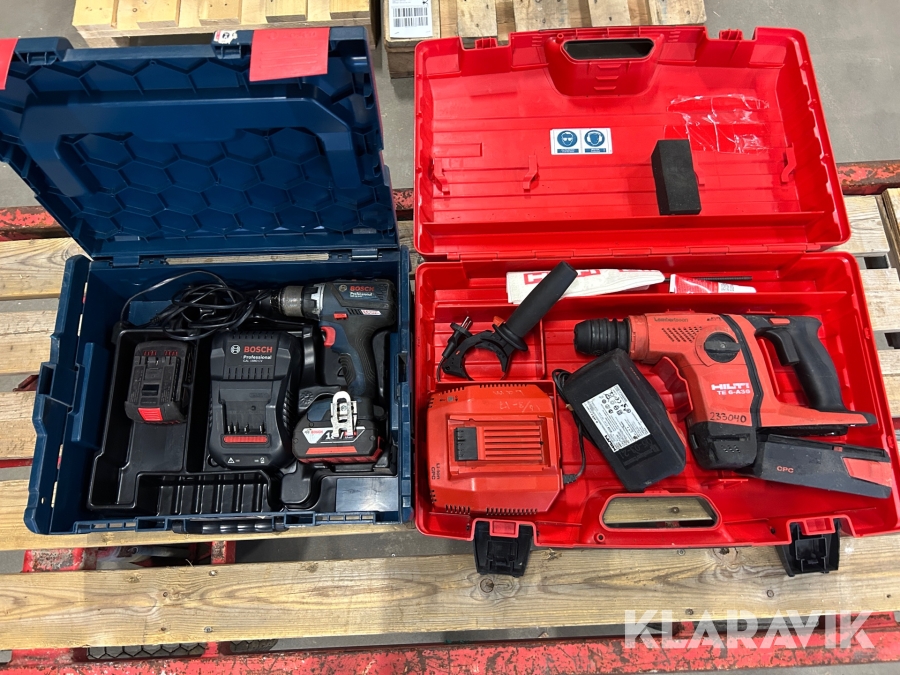 Borrhammare 1 st,  Borrskruvdragare 1 st Hilti / Bosch TE 6A36 AVR / GSR 18 V-EC FC2