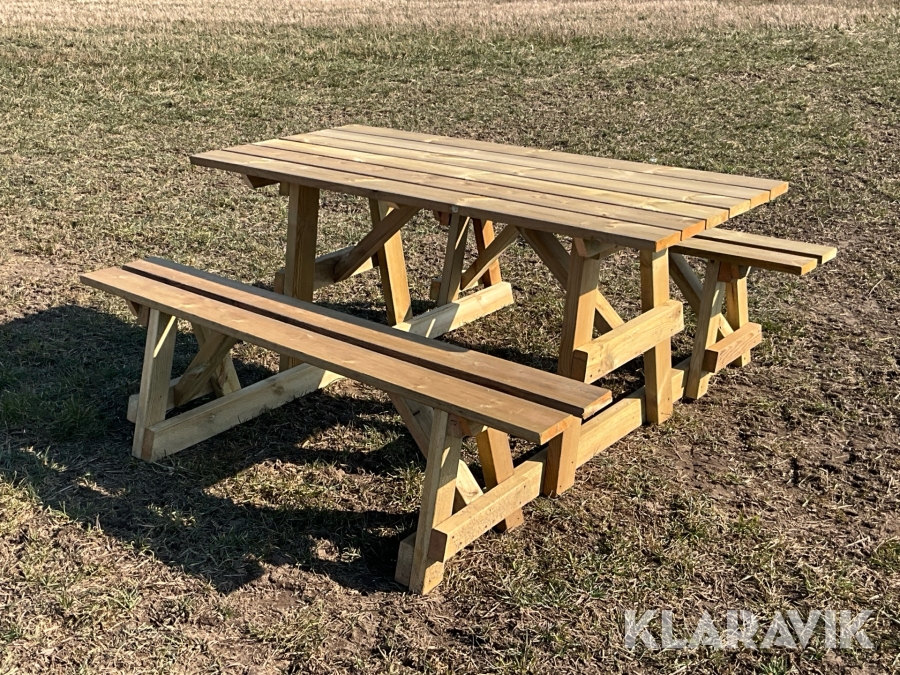 Picknickbänk med fasta sitsar