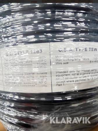 Parti med kabel Tri-rated Switchgear wire 100m, 16mm^2 - U.L. Style 1283 - BLACK