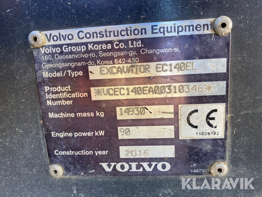 Grävmaskin Volvo EC140EL