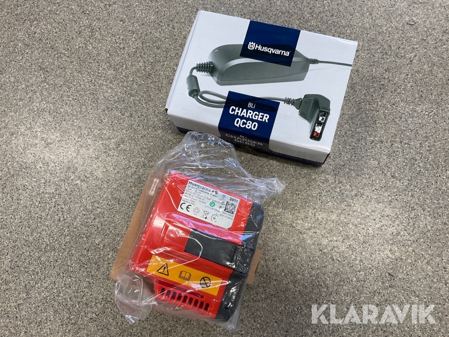 Batteri och laddare Husqvarna, Åmål, Klaravik auktioner