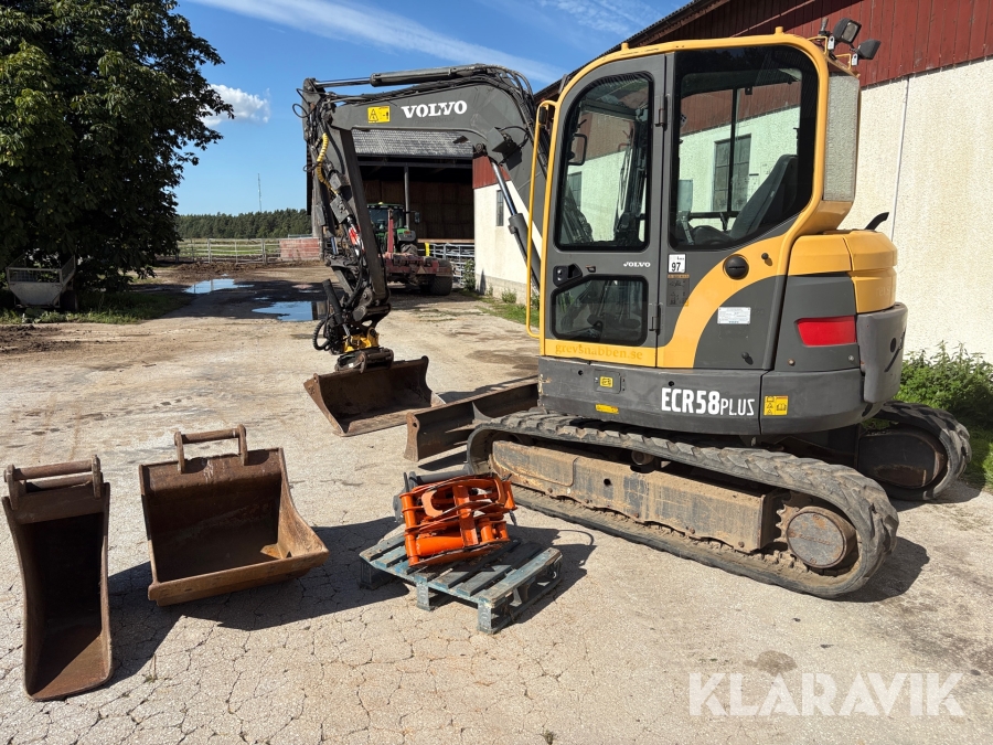Grävmaskin Volvo Ecr58 Plus med tiltrotator & redskap