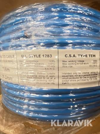 Parti med kabel Tri-rated Switchgear wire 100m, 16mm^2 - U.L. Style 1283 - BLUE