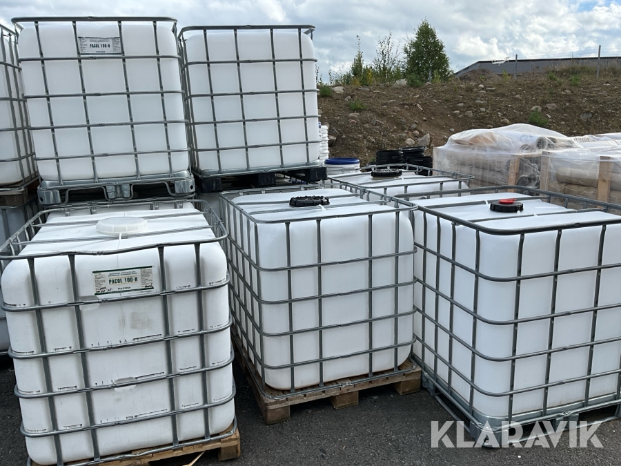 IBC-tank 6 st, med pall och stålbur