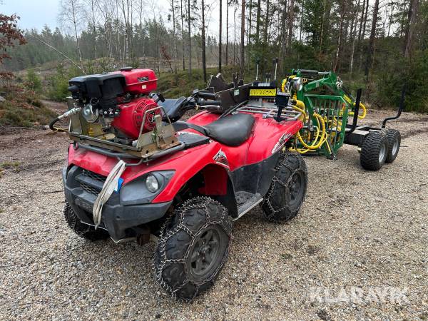 ATV Kawasaki KVF750 med Kellfri timmervagn