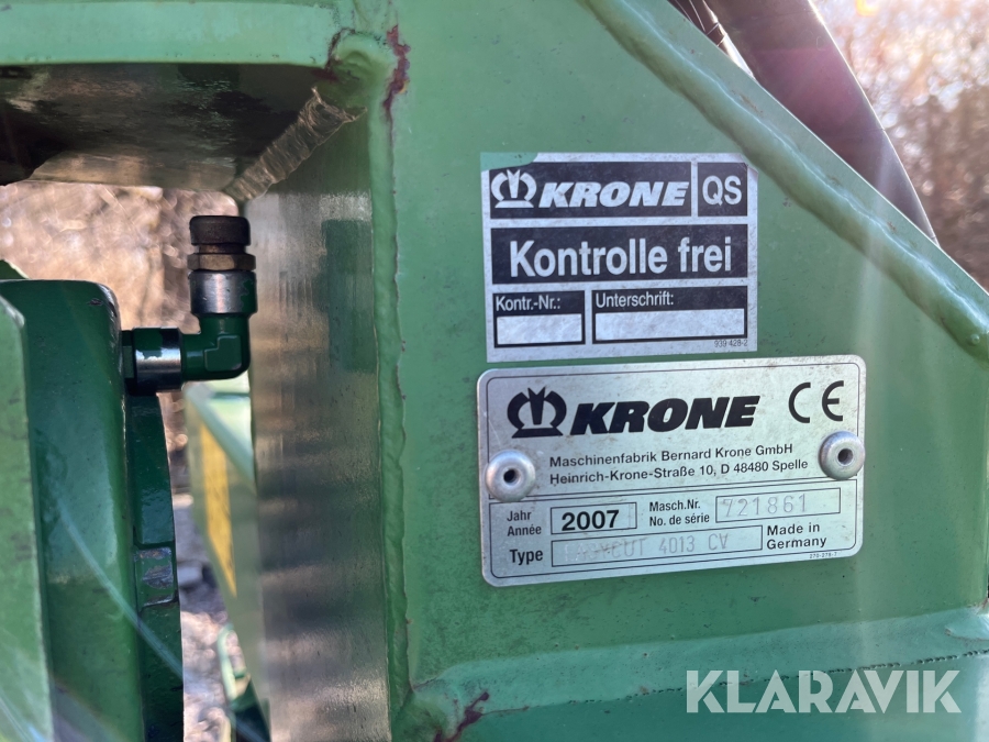 Slåtterkross Krone Easycut 4013 cv med kollektor