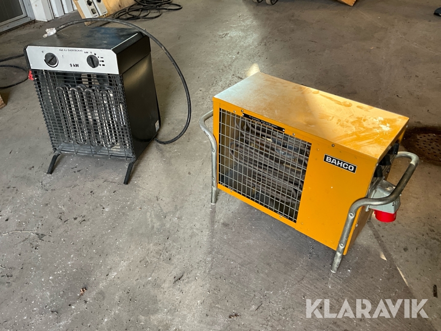 Värmefläktar 2st Bahco & 4use 9kW / 9,7kW