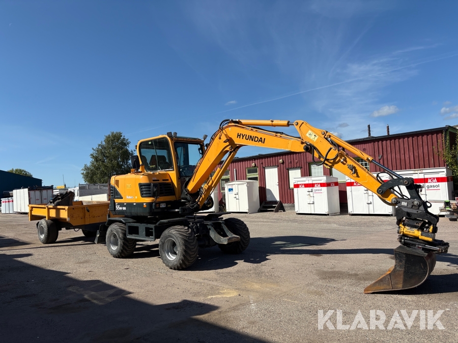 Grävmaskin Hyundai Robex 55W-9A med redskap och tippvagn