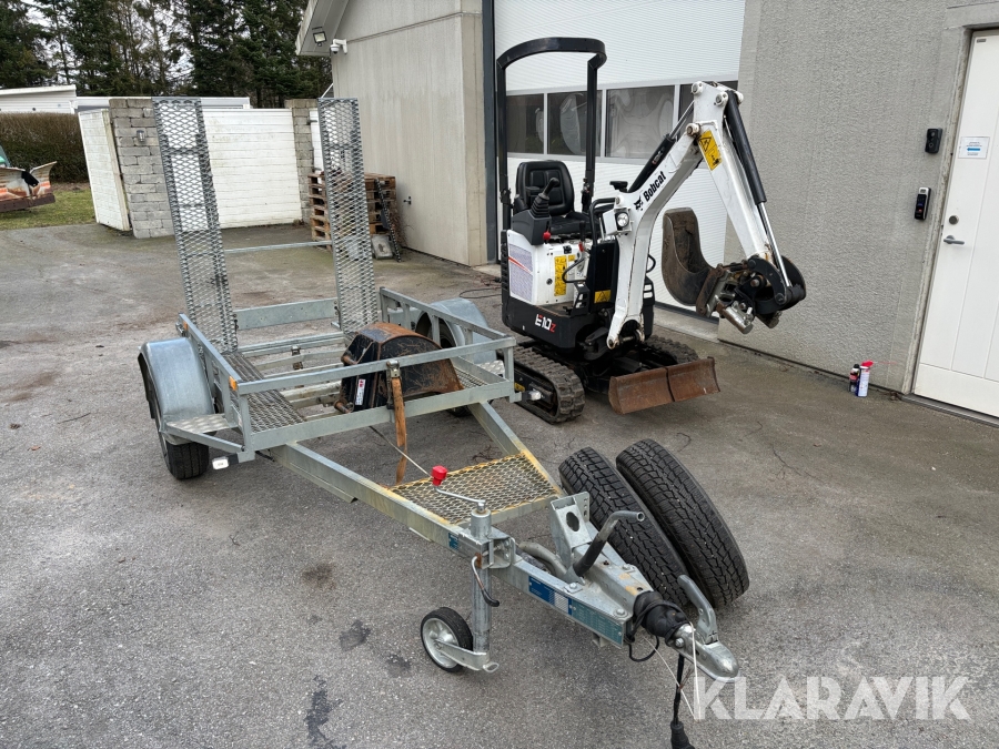 Grävmaskin Bobcat E 10Z med tilt, 3st skopor och släp