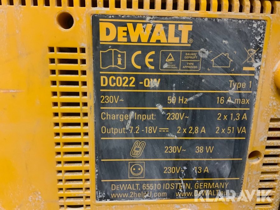 Laddstation med bygglampa DeWalt DC022QW, Herrljunga, Klara