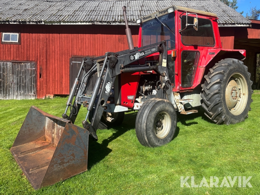 Traktor Massey Ferguson 575 med Frontlastare, skopa och schaktblad