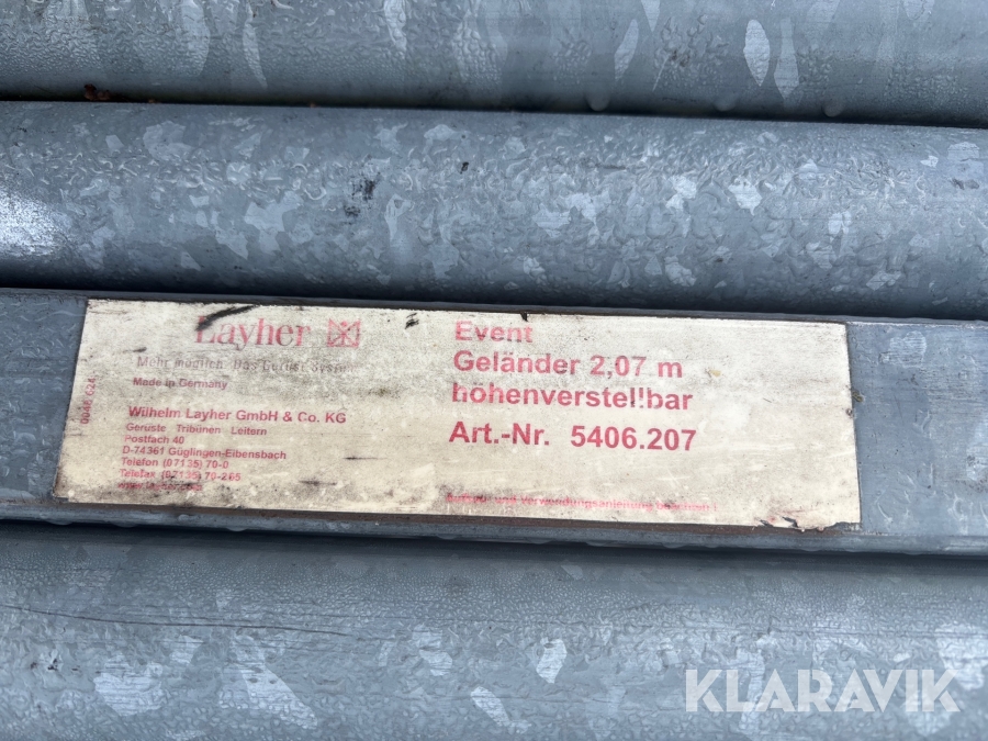 Fallskydd Layher Geländer 2.07m 12st