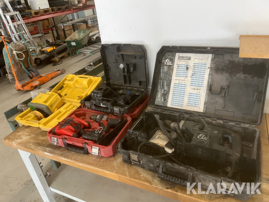 Bilningsmaskin, skruvdragare, laser ELU, Milwaukee, Topcon 4 st