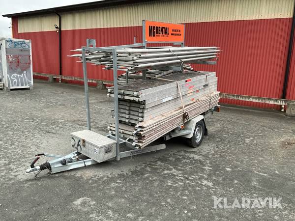 Släpkärra med ställningsmaterial Nordic Car Trailer, Layher 1100