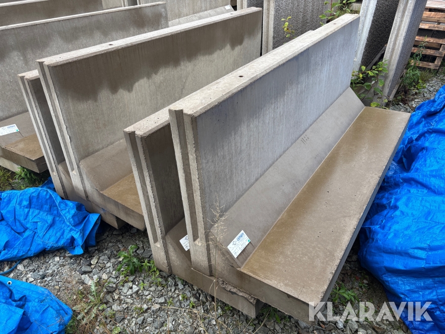 L-Stöd Vinninga Cement 2000 x 800 x 120 mm med struktur 20 kn 6 st