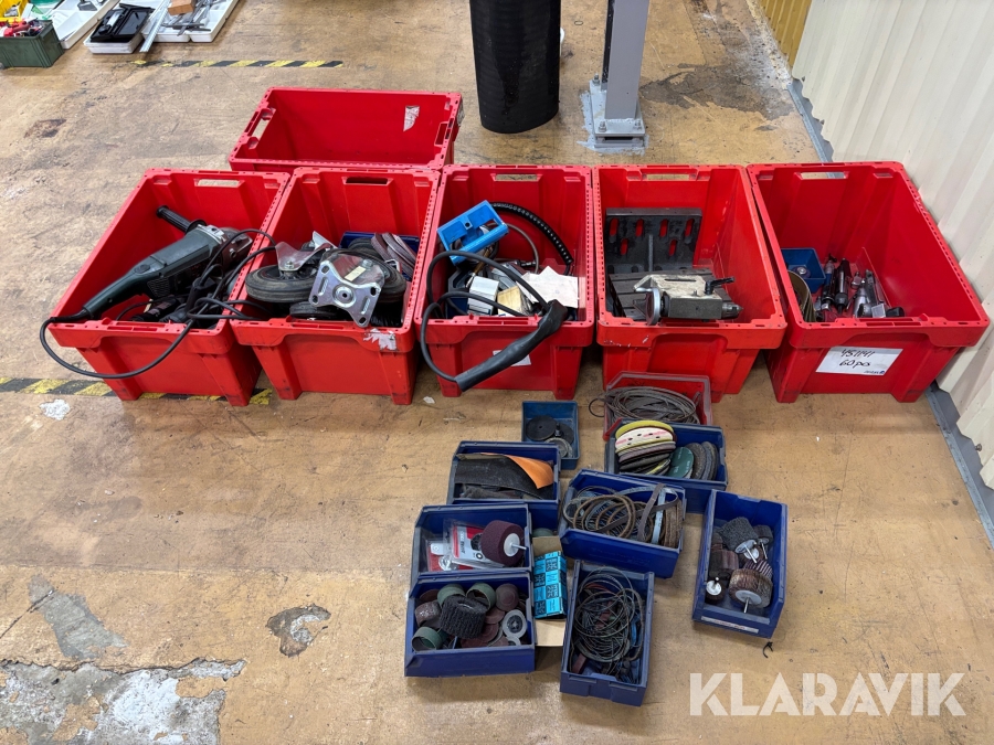 Parti med el/trycklufts slipverktyg och tillbehör