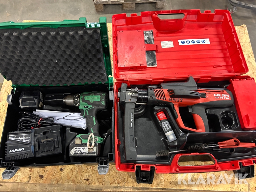 Borrskruvdragare 1 st, Bultpistol 1 st Hitachi / Hilti DS 18 DBSL / DX 76