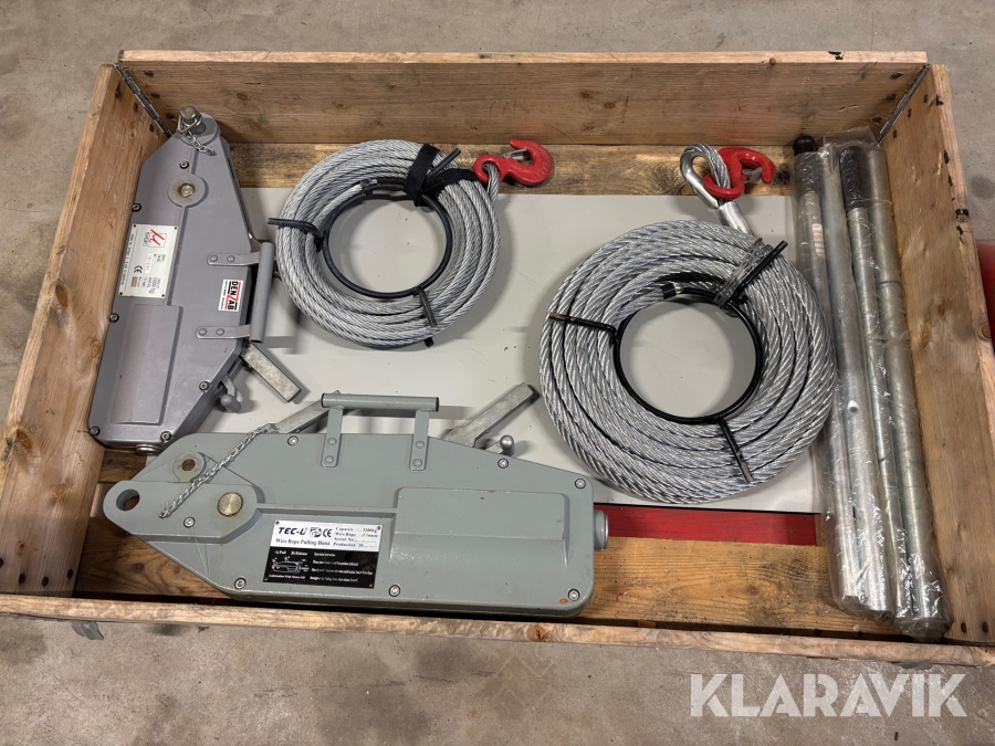 Dragblock med vajer / vajervinsch 2 st